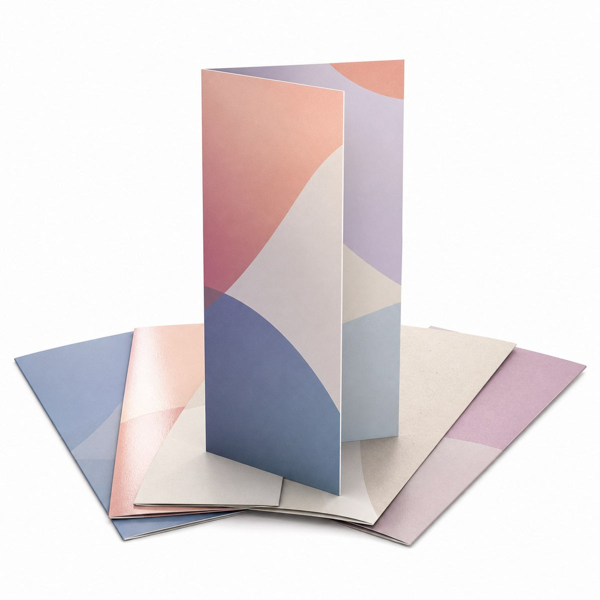 Faltblatt, gefalzt auf DIN lang (9,9 cm x 21,0 cm), vertikaler Mittelfalz, 4-seitig