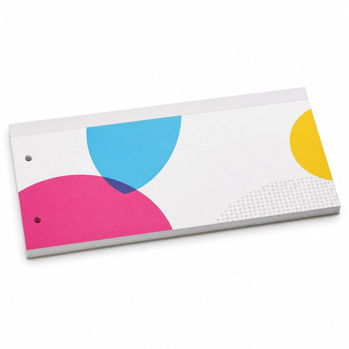 Block mit Leimbindung, DIN lang quer, 50 Blatt, 5/0 farbig einseitig bedruckt (CMYK 4-farbig + 1 Sonderfarbe HKS oder Pantone)