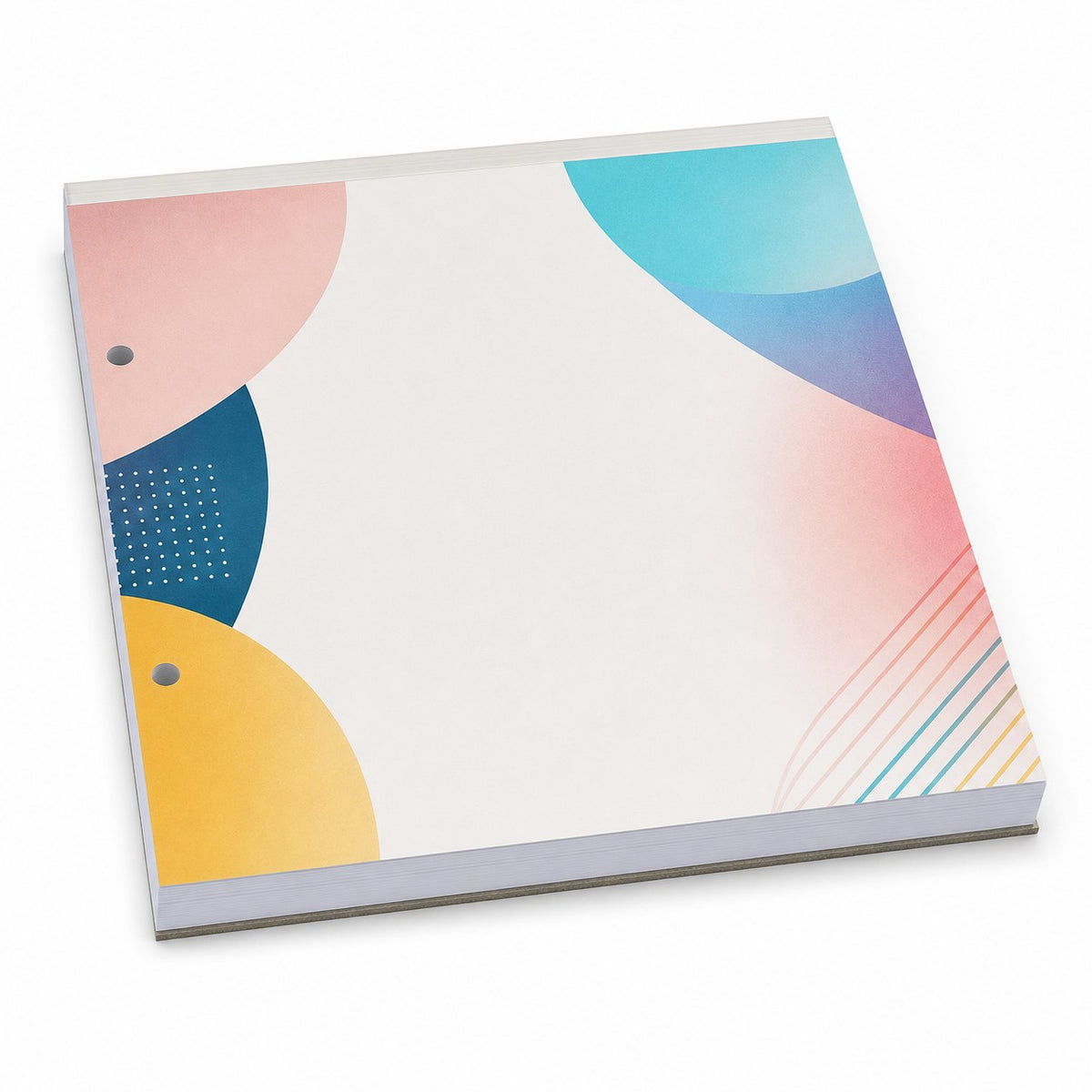 Block mit Leimbindung, 29,7 cm x 29,7 cm, 200 Blatt, 5/0 farbig einseitig bedruckt (CMYK 4-farbig + 1 Sonderfarbe HKS oder Pantone)