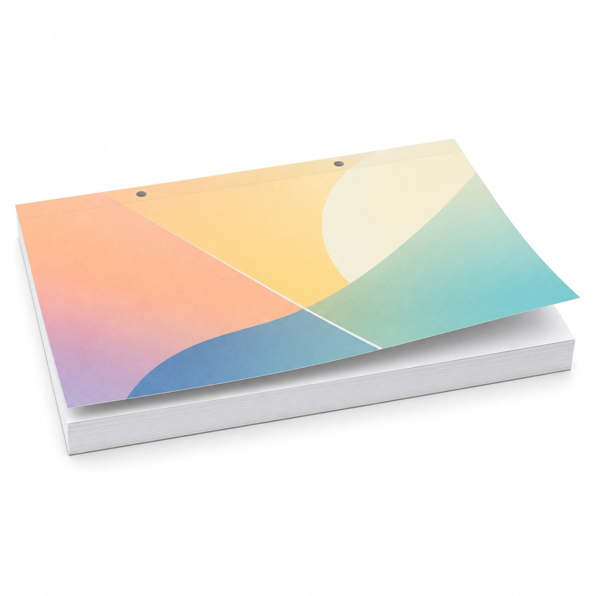 Block mit Leimbindung und Deckblatt, DIN lang quer, 100 Blatt, 5/0 farbig einseitig bedruckt (CMYK 4-farbig + 1 Sonderfarbe HKS oder Pantone)