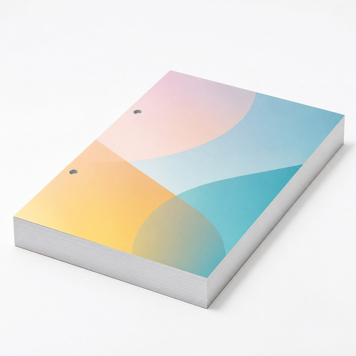 Block mit Leimbindung und Deckblatt, DIN A5, 200 Blatt, 5/0 farbig einseitig bedruckt (CMYK 4-farbig + 1 Sonderfarbe HKS oder Pantone)