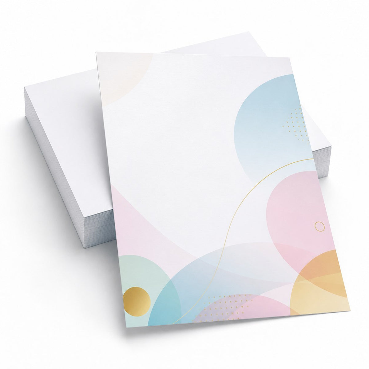 Briefpapier DIN A4, 5/0 farbig, (Vorderseite: CMYK 4-farbig + Gold-Farbe / Rückseite: unbedruckt)