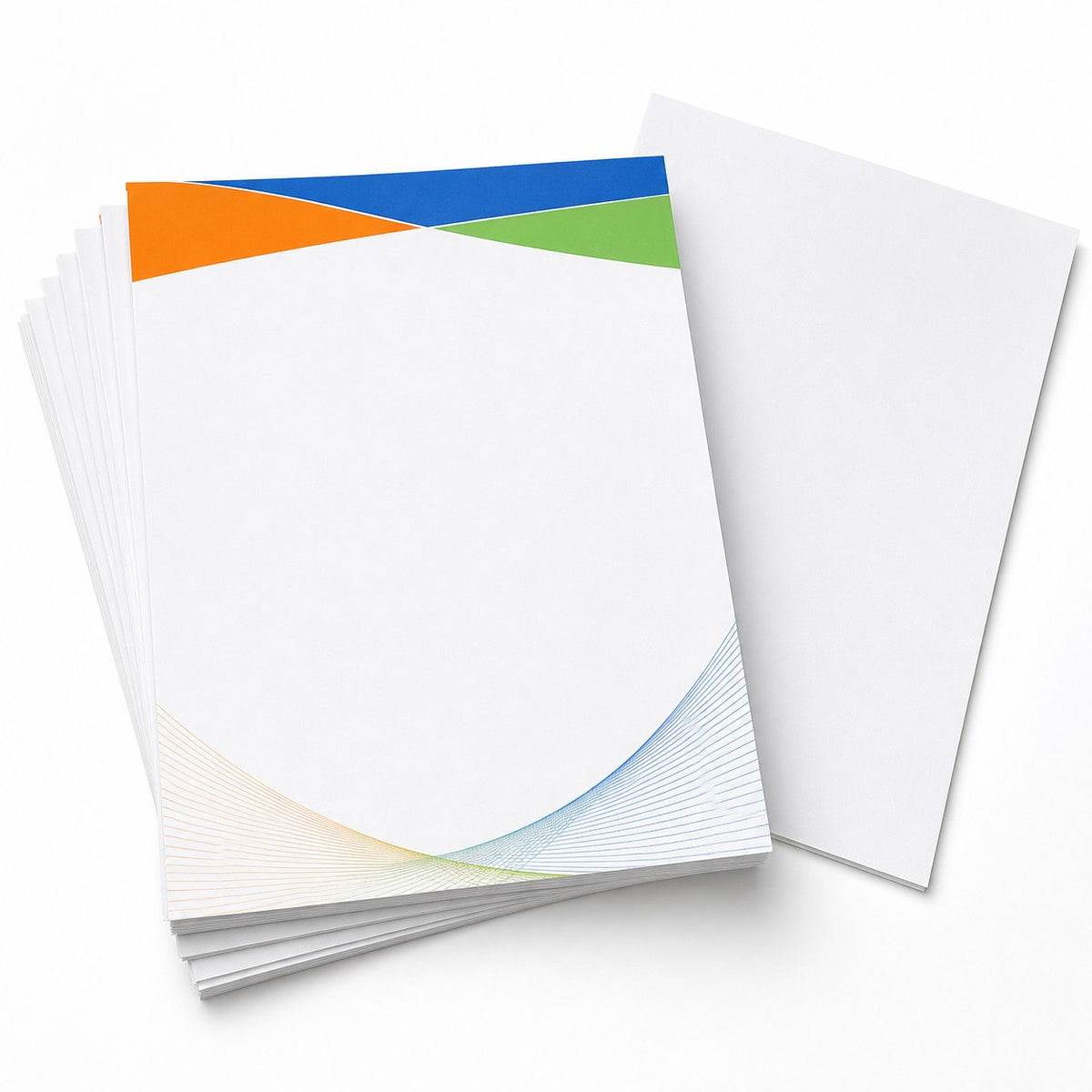 Briefpapier DIN A4, 3/0 farbig (Vorderseite: 3 Sonderfarben HKS / Rückseite: unbedruckt)