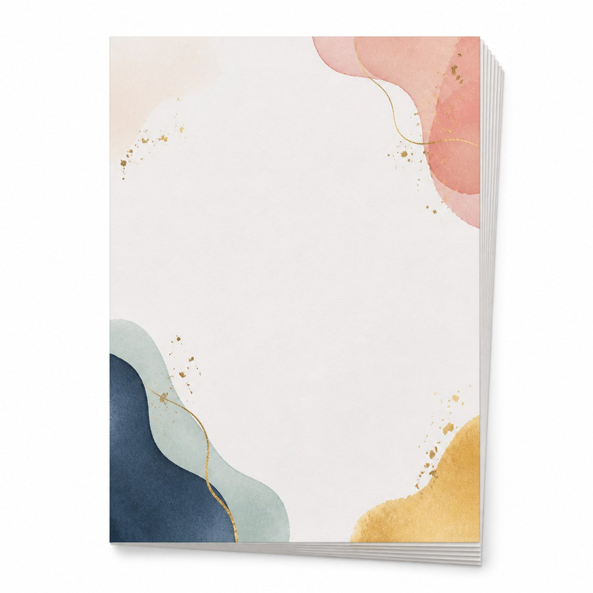Briefpapier DIN A5, 5/0 farbig, (Vorderseite: CMYK 4-farbig + Gold-Farbe / Rückseite: unbedruckt)