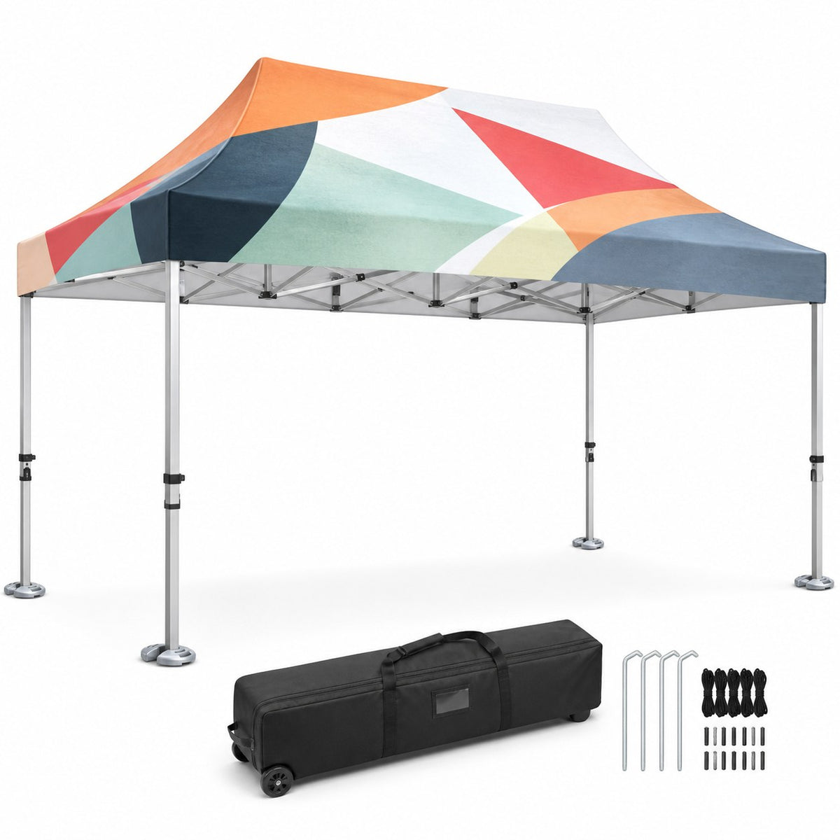 Faltpavillon 300 x 450 cm mit einseitig bedrucktem Dach inkl. Tasche & Montage-Kit