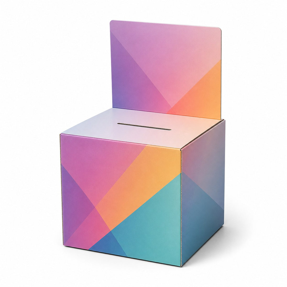 Losbox mit Topschild (24 x 24 x 24 cm), 4/0 farbig bedruckt