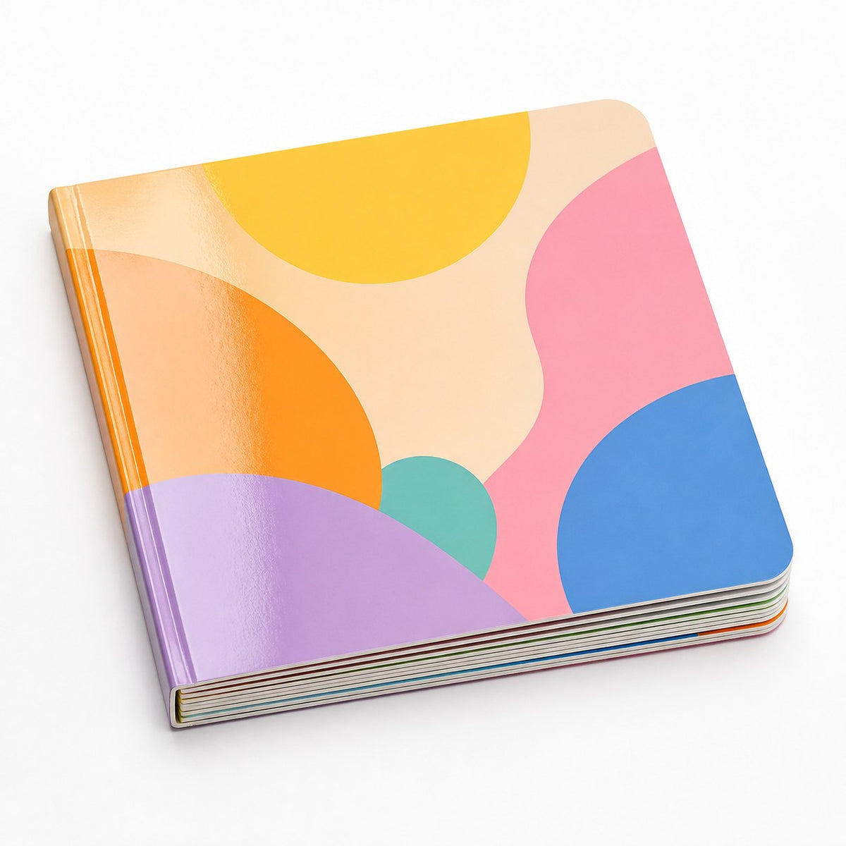 Pappbilderbuch mit Lay-Flat-Bindung, Quadrat 21 x 21 cm, 4/4-farbig beidseitig bedruckt