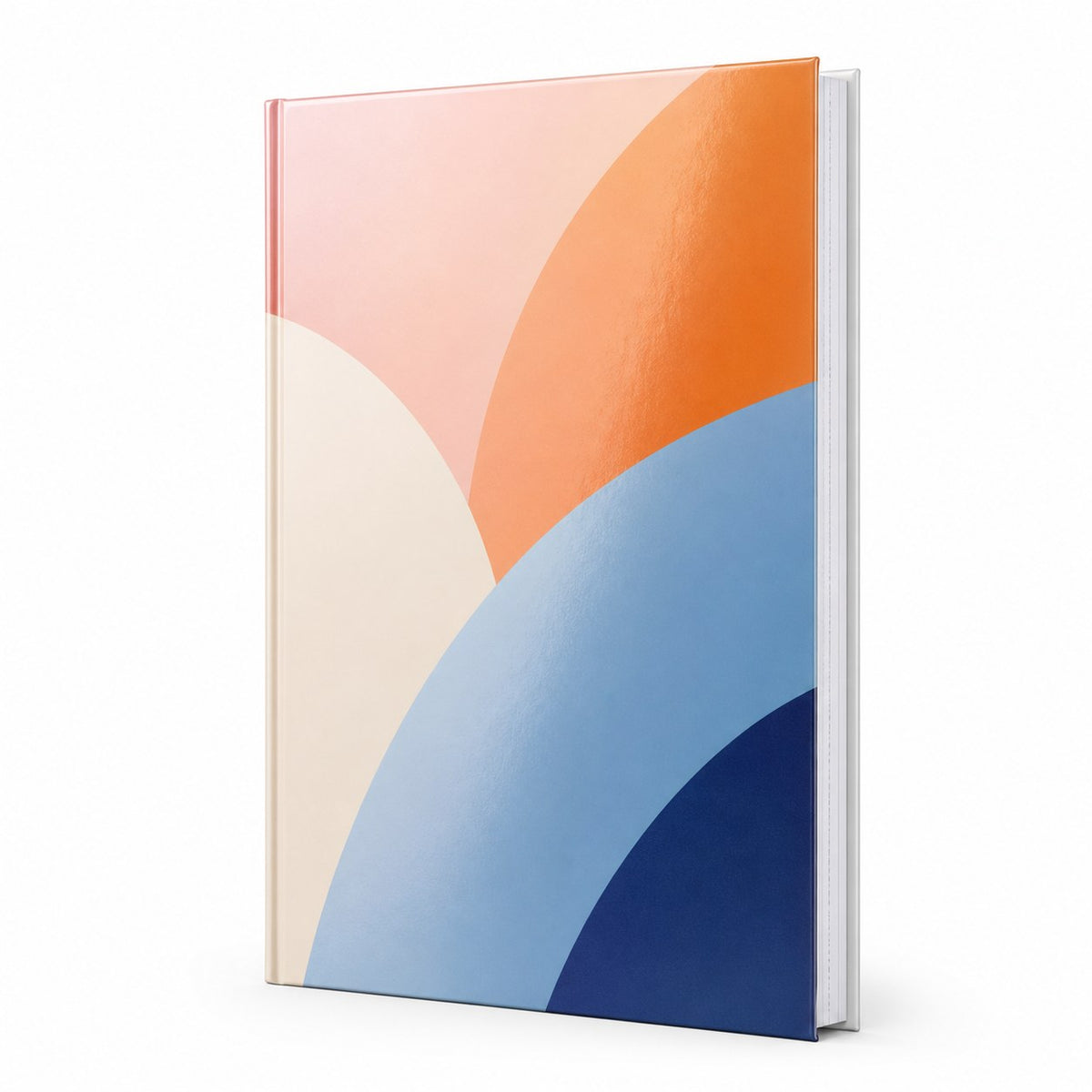 Notizbuch DIN A4 hoch, Umschlag: Hardcover 4/0-farbig, Inhalt: gepunktete Inhaltsseiten inkl. Abrissperforation (1 cm vom Bund)
