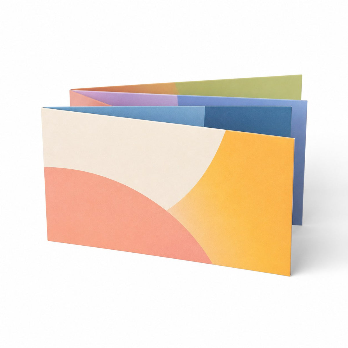 Faltblatt, gefalzt auf 26,5 cm x 15,0 cm, horizontaler Wickelfalz, 6-seitig