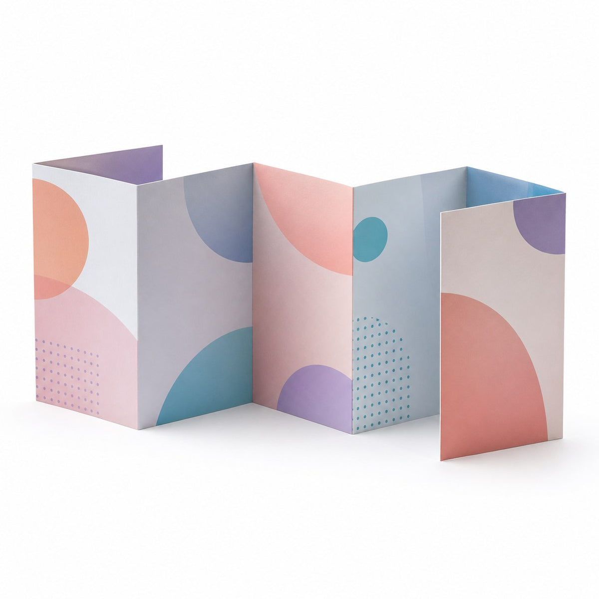 Faltblatt, gefalzt auf 29,7 cm x 14,0 cm, horizontaler Zickzackfalz, 6-seitig