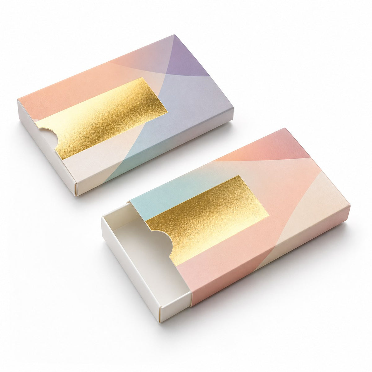 Kartenhülle Schuber 9,0 x 6,0 cm mit Heissfolienprägung Gold, 4/0-farbig bedruckt – Bild 1