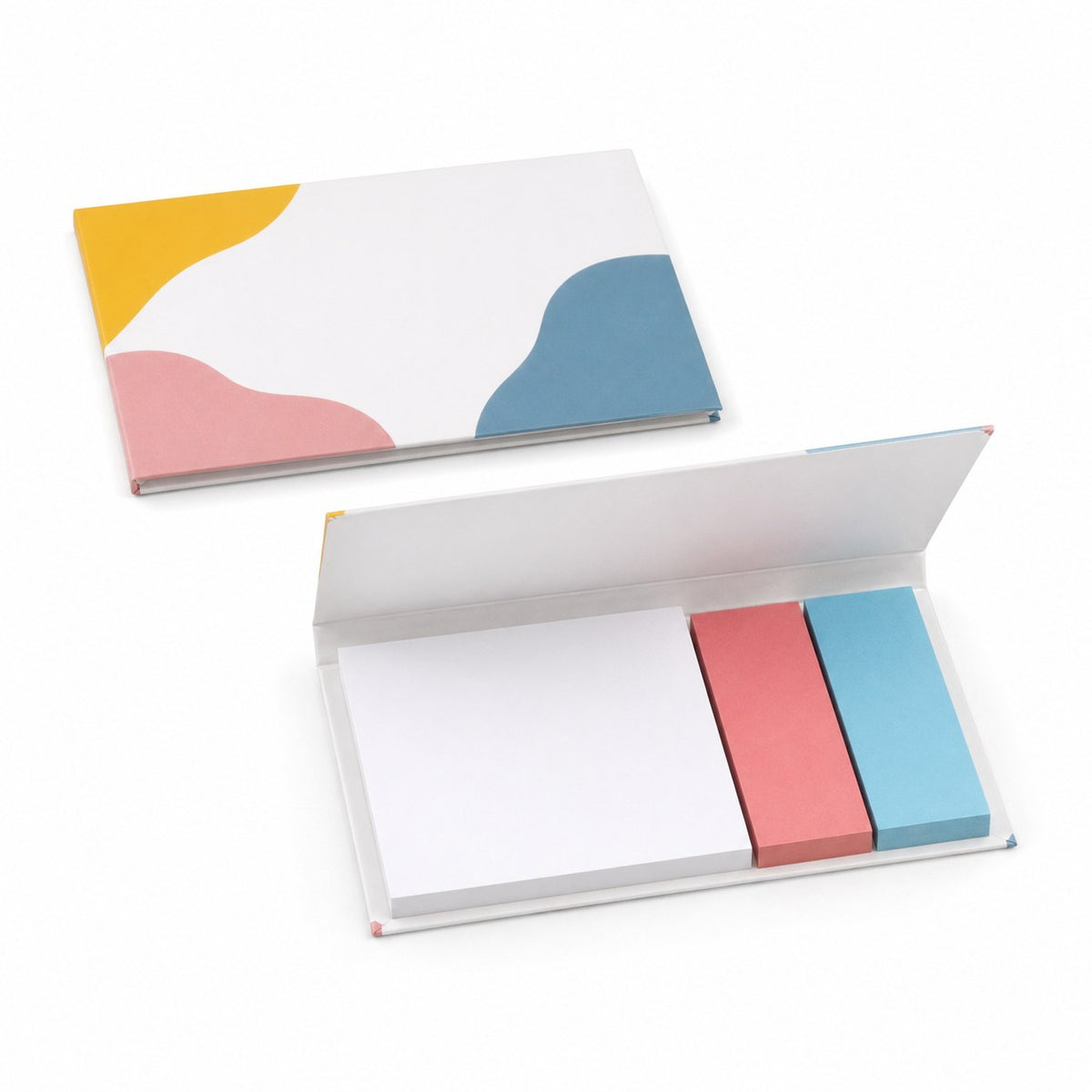 Haftnotizen-Set 50 Blatt mit Papiermarkern und bedruckten Inhalt im Softcover-Kartonumschlag, 4/4-farbig bedruckt