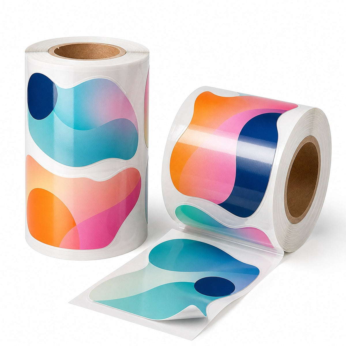 Hochwertige No Label Look Etiketten auf Rolle in Frei-Form