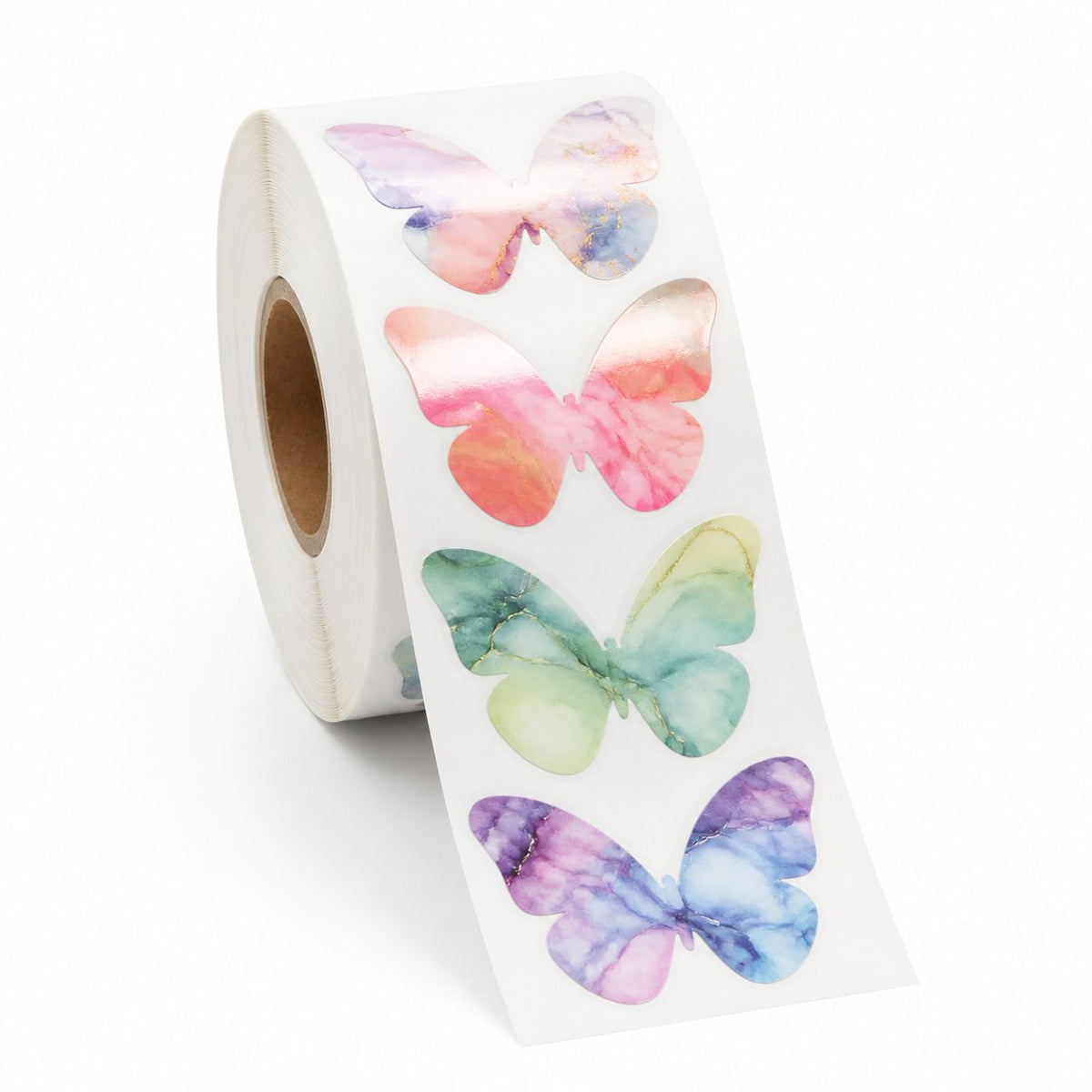 Hochwertige Etiketten auf Rolle in Schmetterling-Form
