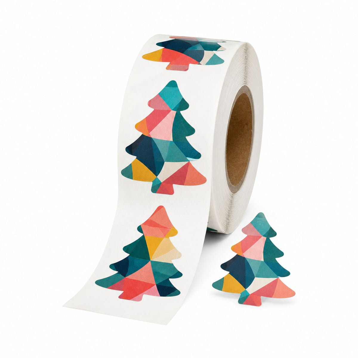 Hochwertige Etiketten auf Rolle in Tannenbaum-Form