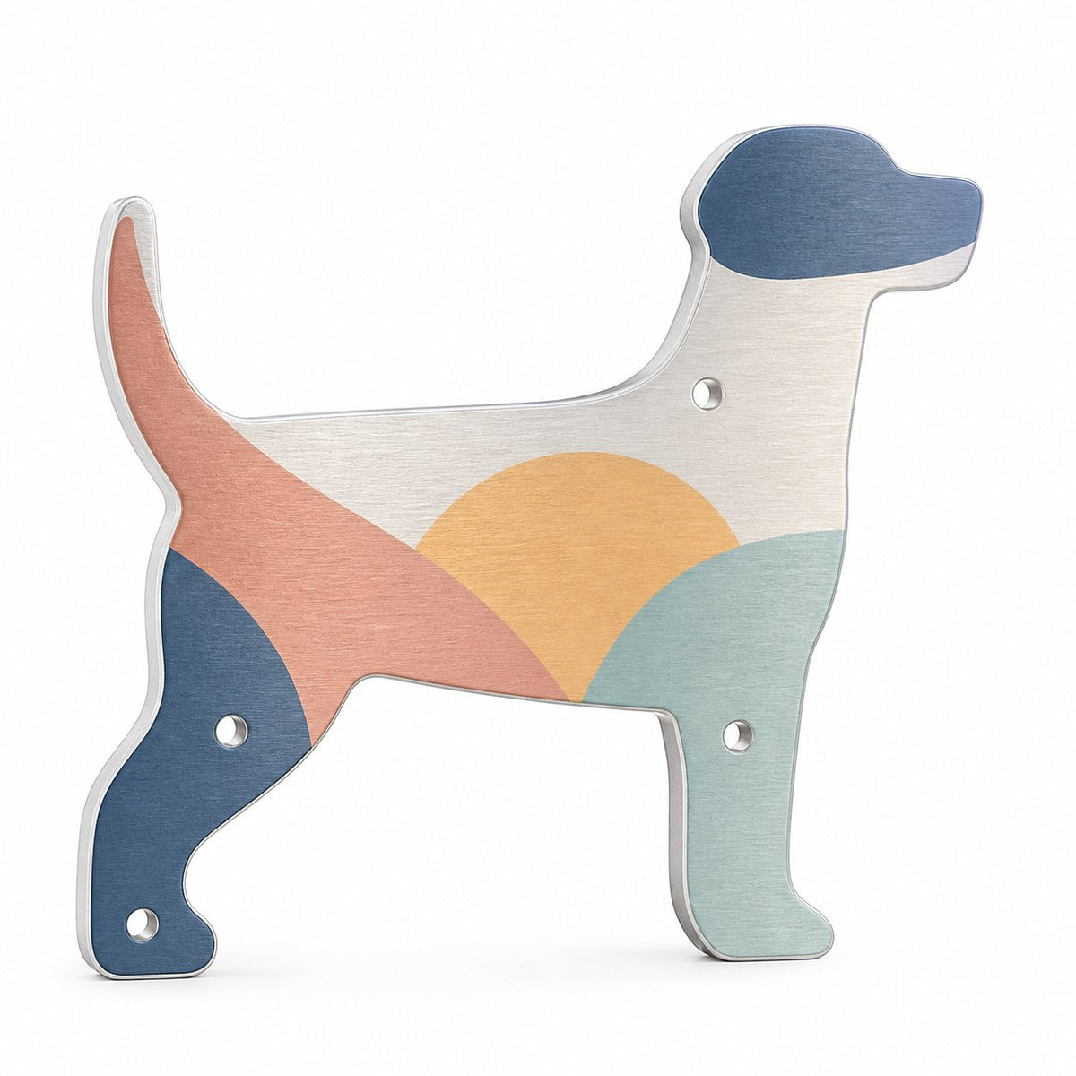 Aluminiumverbundplatte silber gebürstet in Hund-Form konturgefräst