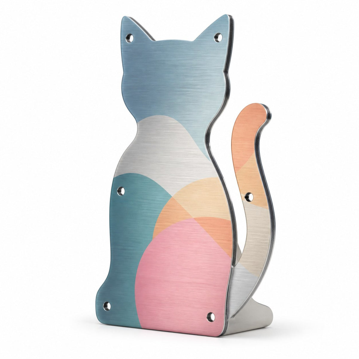 Aluminiumverbundplatte silber gebürstet in Katze-Form konturgefräst